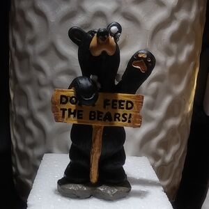 Demdaco Black Bear Figurine with Sign